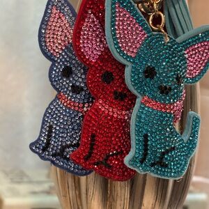 Sparkling Chihuahua Dog Bag Charm / Keychains (Set of 3)